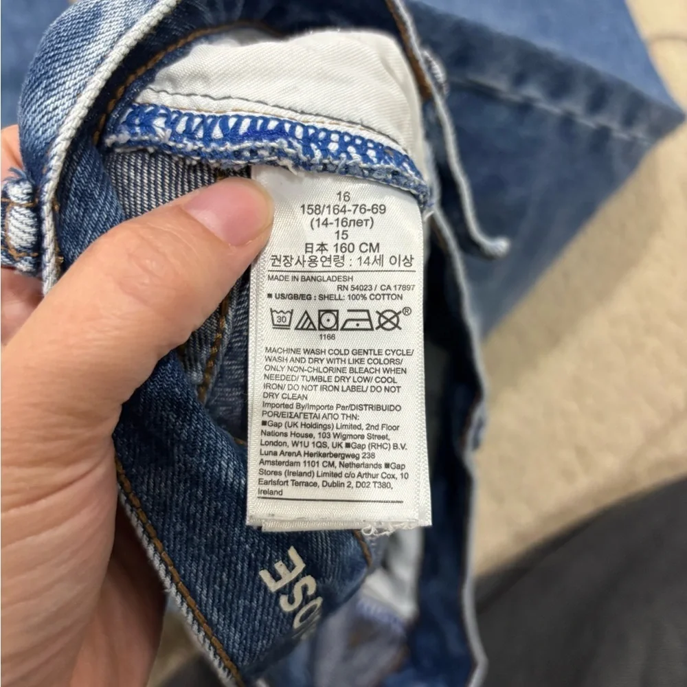 GAP TEEN ‘90s Loose High Waisted Cotton Classic Blue Denim Jeans Size 16